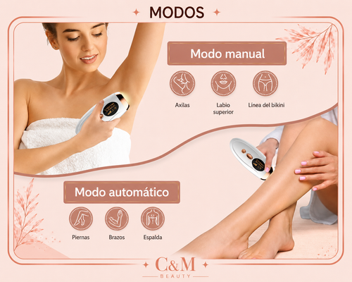 Modo manual y automático de la depiladora IPL para rostro, axilas, piernas y bikini - CYM