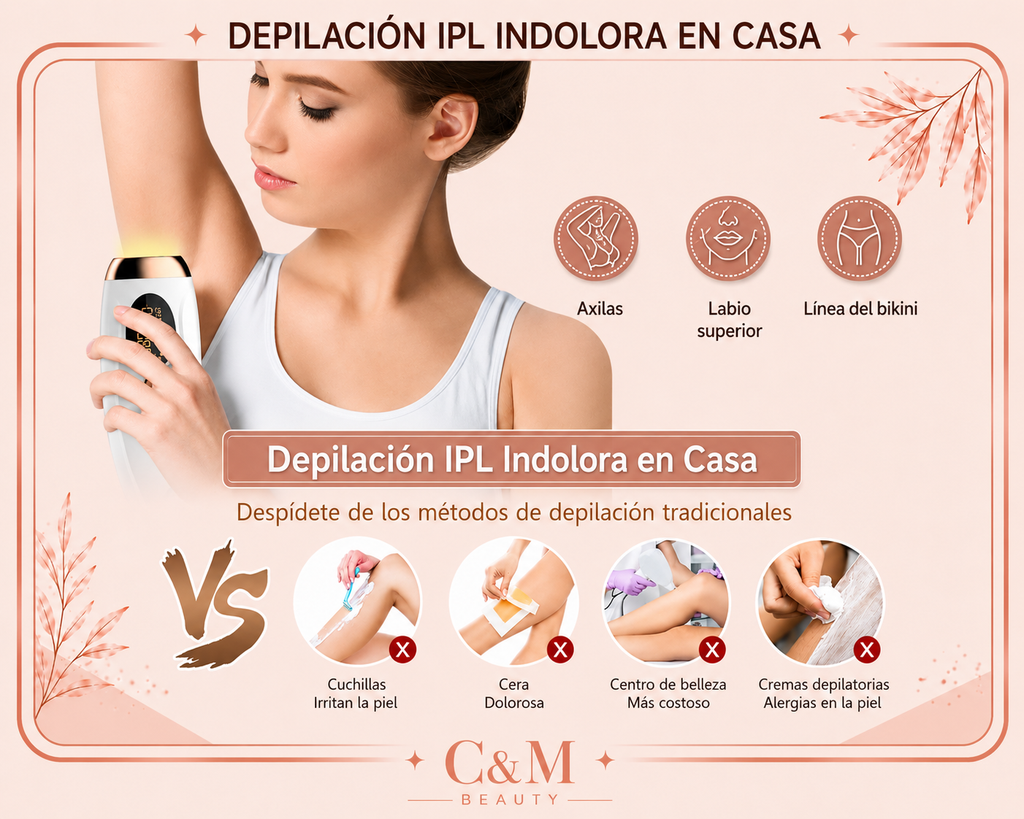 Depilación IPL indolora en casa frente a cuchilla, cera y cremas depilatorias - CYM