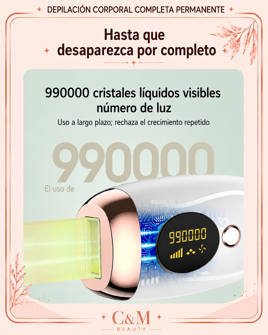 Depiladora IPL con 990.000 pulsos para depilación permanente de uso prolongado - CYM