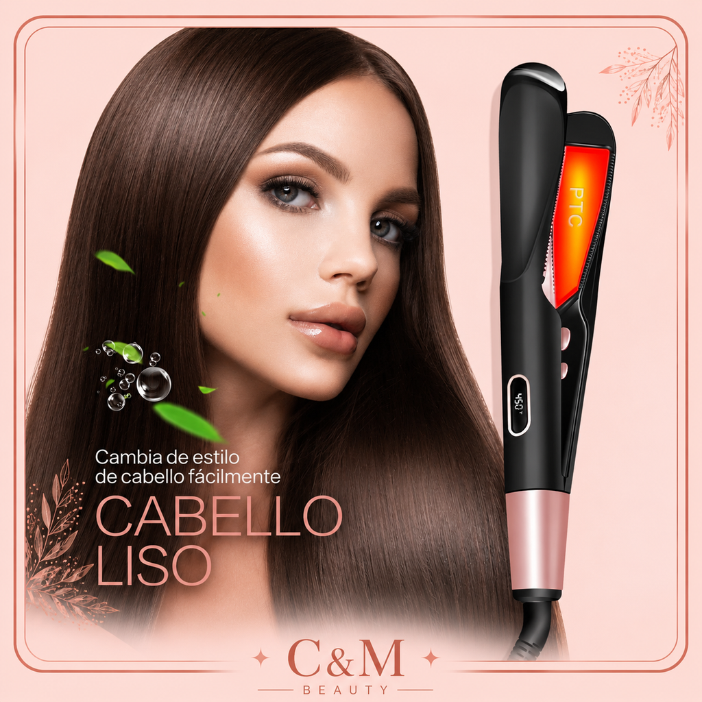 Cabello liso y brillante con la plancha profesional cerámica 2 en 1 - CYM