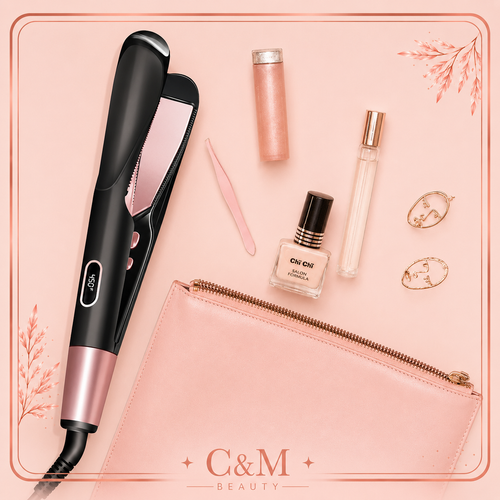 Plancha de pelo 2 en 1 con neceser, ideal para viajar - CYM