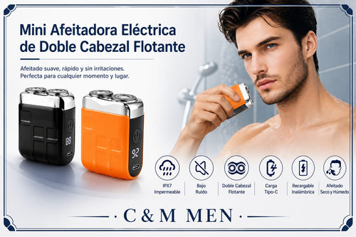 Mini afeitadora eléctrica de doble cabezal flotante para un afeitado suave sin irritaciones - CYM