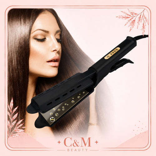 Cabello largo, liso y brillante logrado con la plancha cerámica iónica profesional - CYM