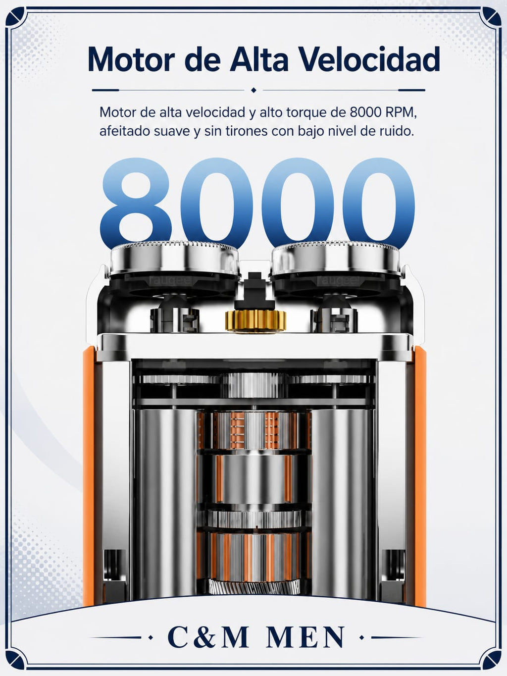 Afeitadora con motor de alta velocidad de 8000 RPM para un afeitado suave y silencioso - CYM