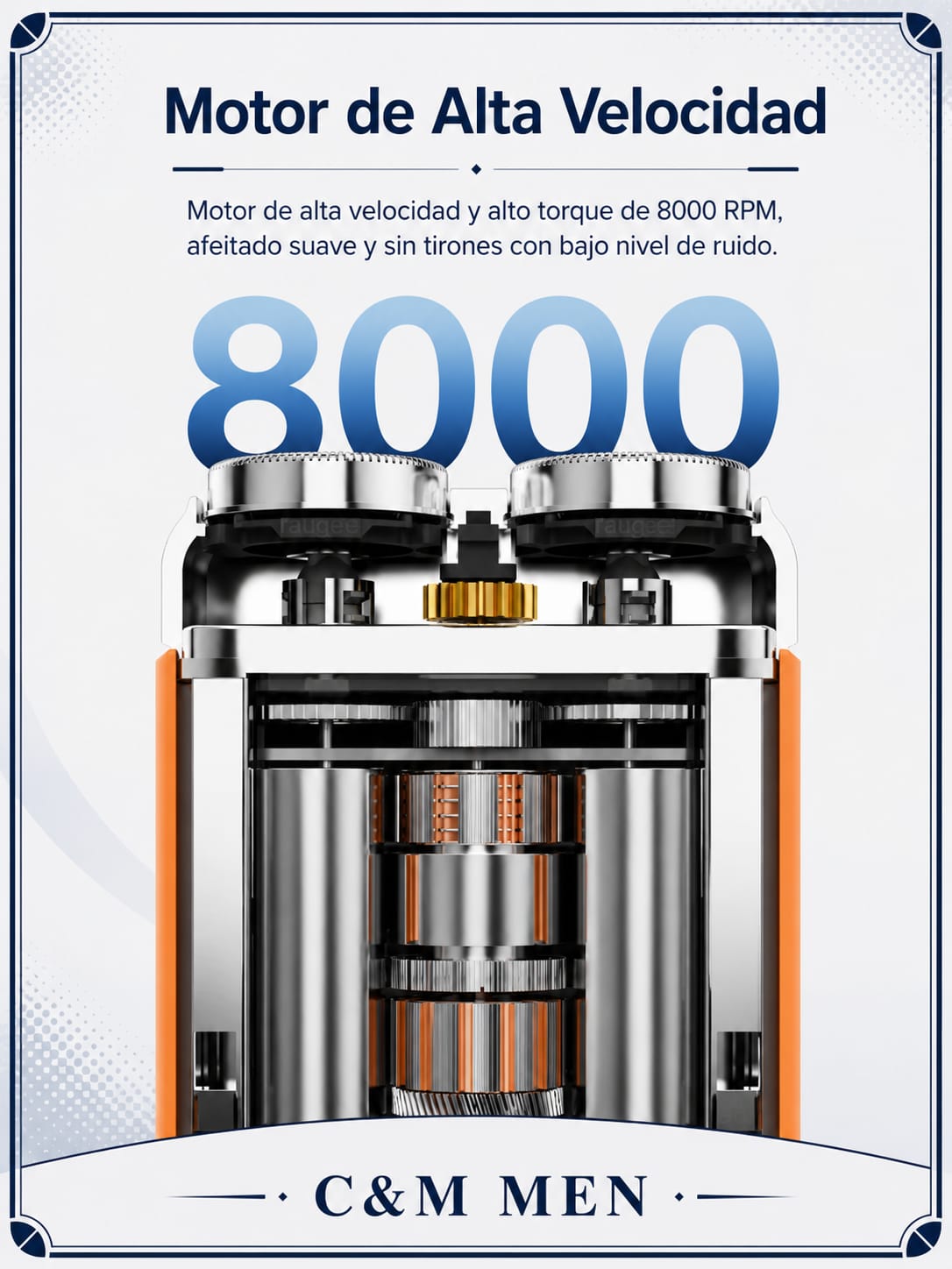 Afeitadora con motor de alta velocidad de 8000 RPM para un afeitado suave y silencioso - CYM