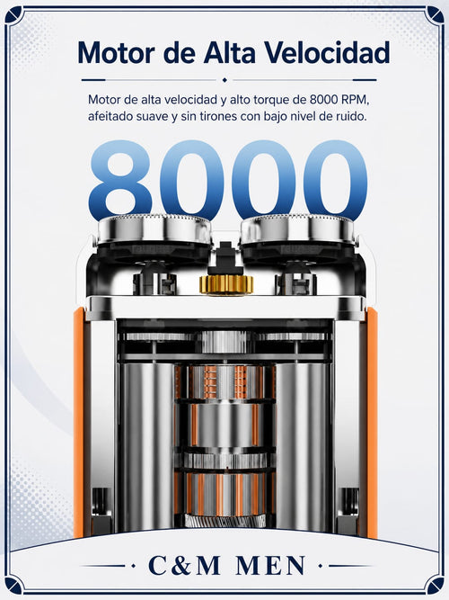 Afeitadora con motor de alta velocidad de 8000 RPM para un afeitado suave y silencioso - CYM