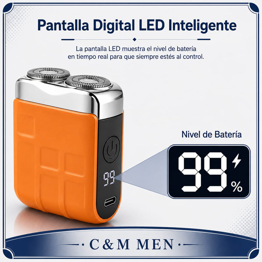 Afeitadora con pantalla LED que muestra el nivel de batería en tiempo real - CYM