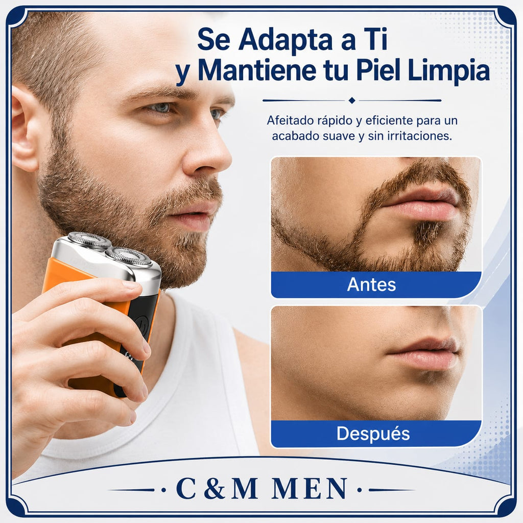 Afeitadora eléctrica para un afeitado rápido: piel limpia y suave, antes y después - CYM