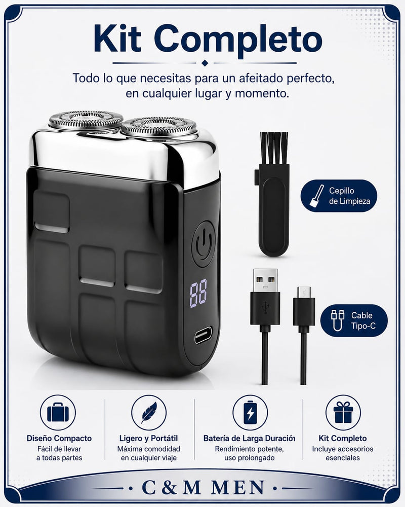 Afeitadora Eléctrica — Doble Cabezal USB-C