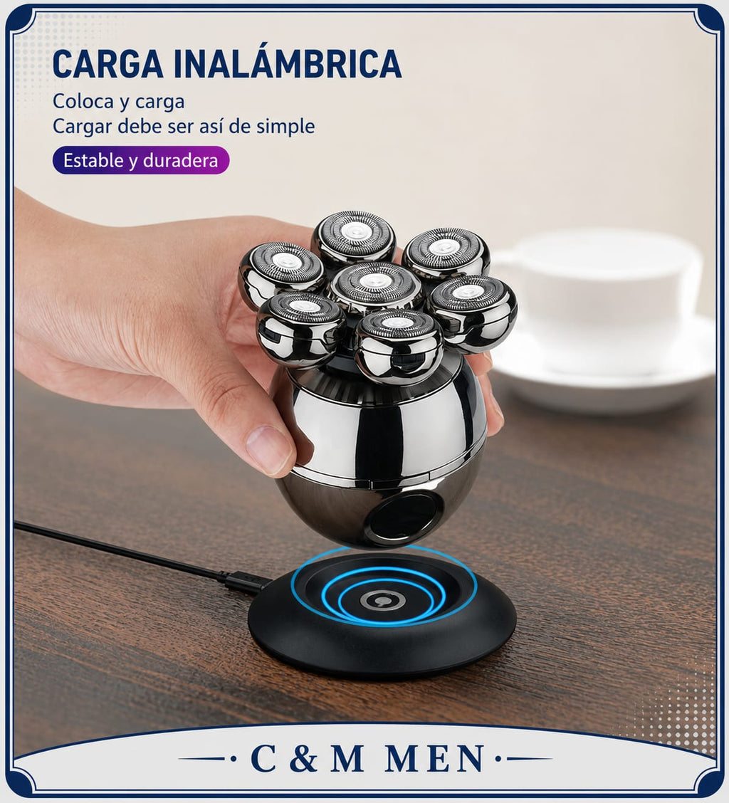 Afeitadora 7D Pro con 7 cabezales flotantes independientes para cabeza y barba - CYM